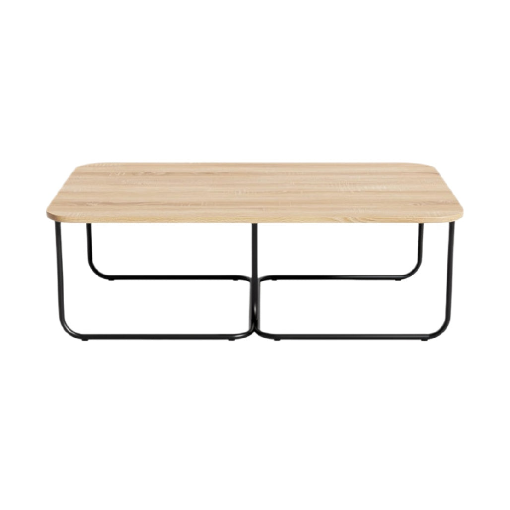 Moderne Salontafel van Hout met Zwart Metalen Frame