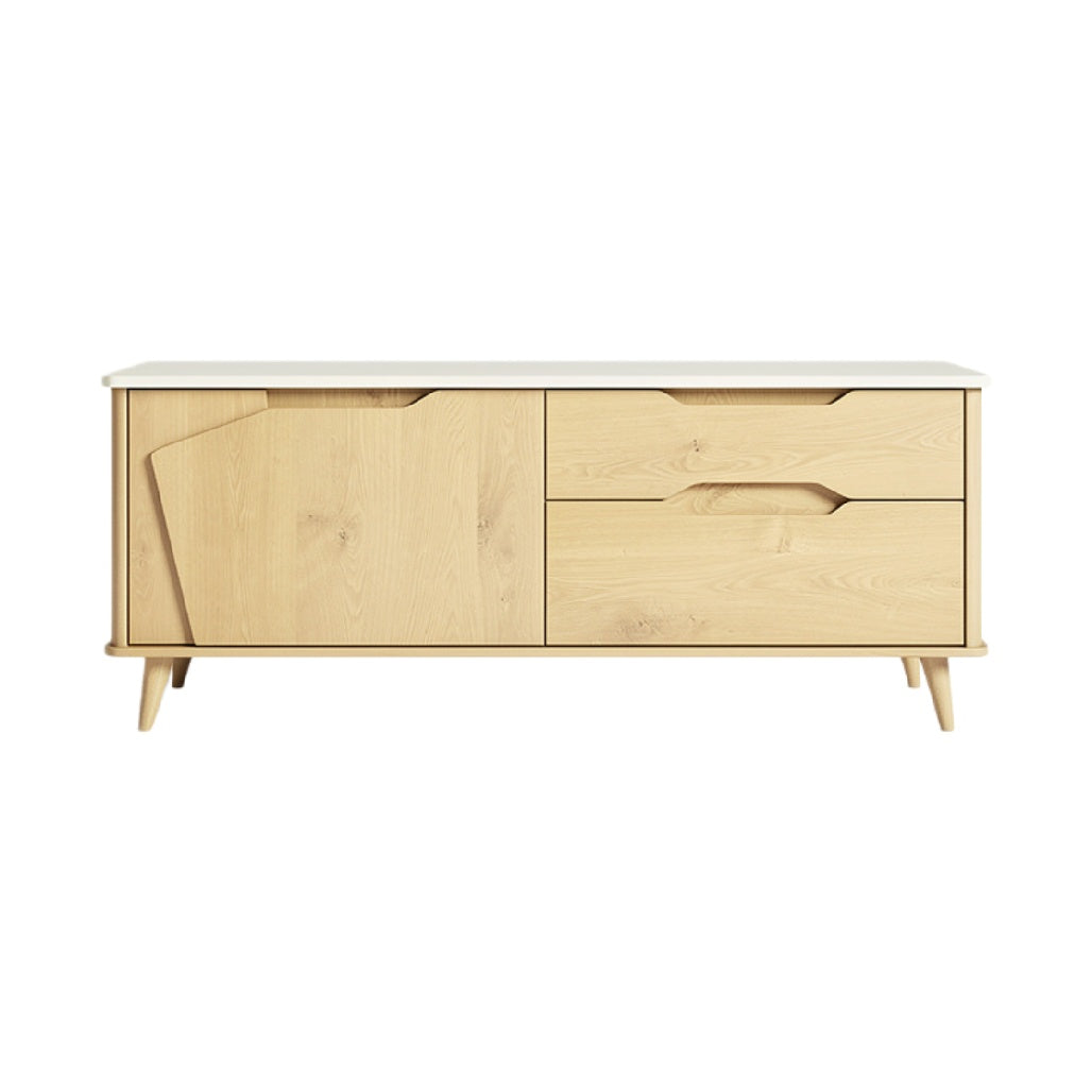 Moderne houten TV-kast met lades en een strak design
